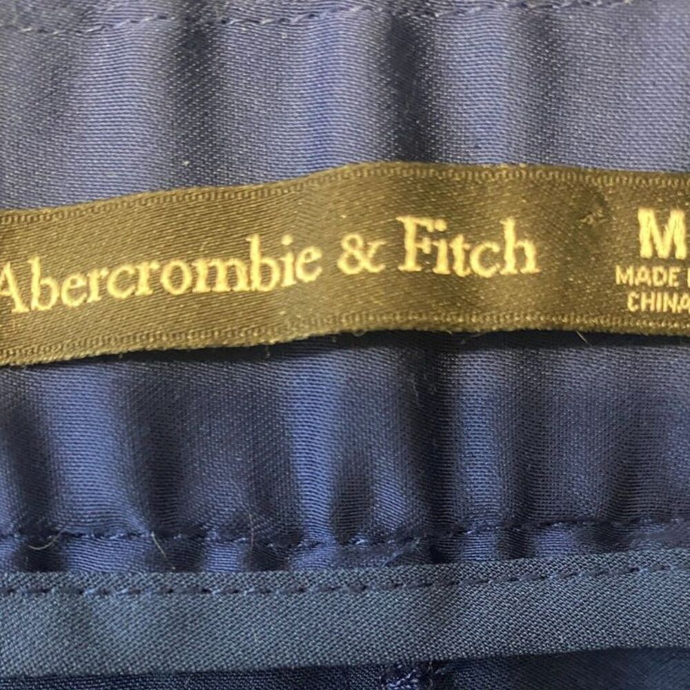 Abercrombie & Fitch Satin Wide Leg Pants Women's Sz M Blue Pleated High Rise - Picture 7 of 8